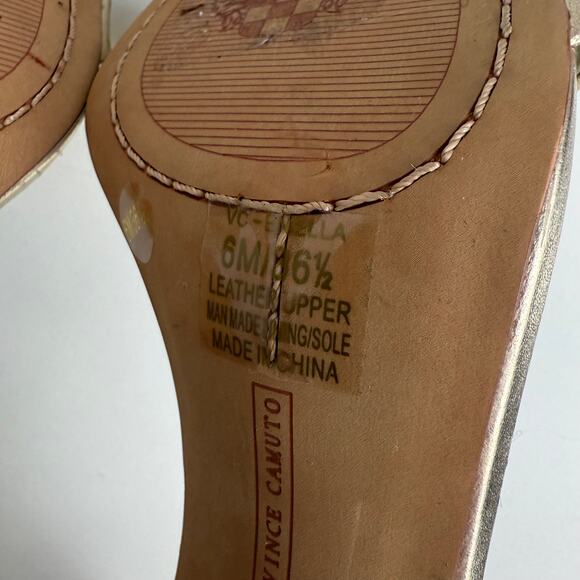 Vince Camuto Womens Enella Ankle Strap Square Toe Gold Sandals Stiletto Heels 6M - Picture 12 of 12